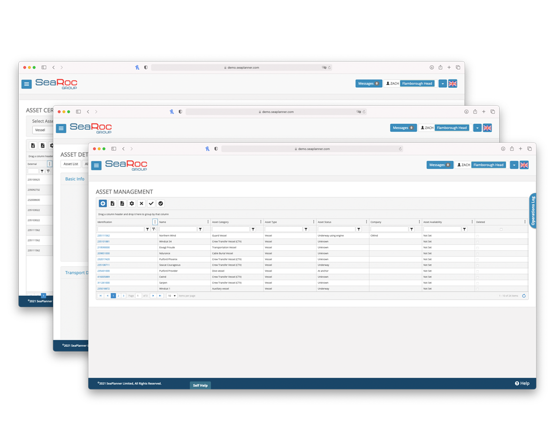Screenshots of offshore asset management Screenshots of offshore asset management