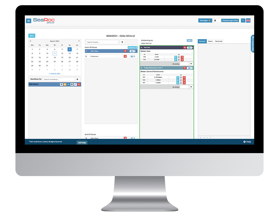 Screenshot of marine planning software